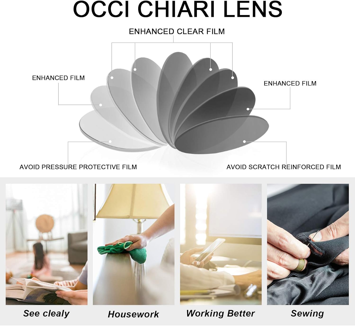 OCCI CHIARI Women's Reading Glasses Eye Reader Durable 0 1.0 1.25 1.5 1.75 2.0 2.5 to 4.0 5.0 6.0 (15006- Black, 2.0) - Image 4