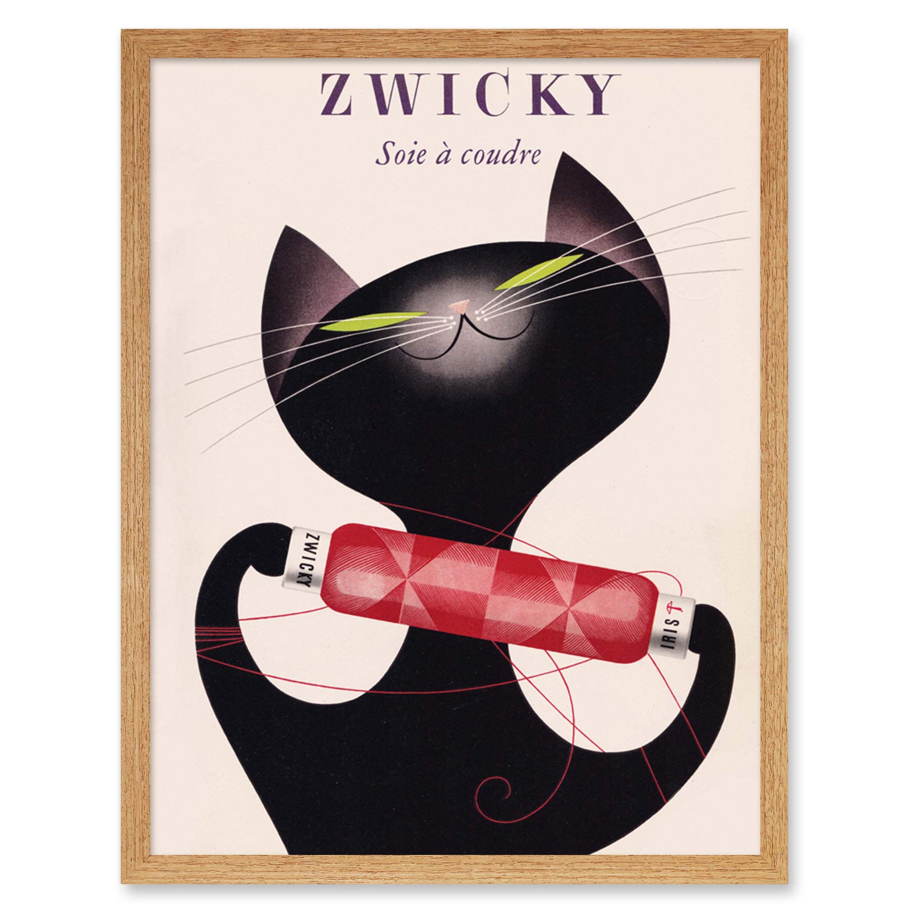 Wee Blue Coo Zwicky Cotton Switzerland Black Cat Art Print Framed Poster Wall Decor 12x16 inch