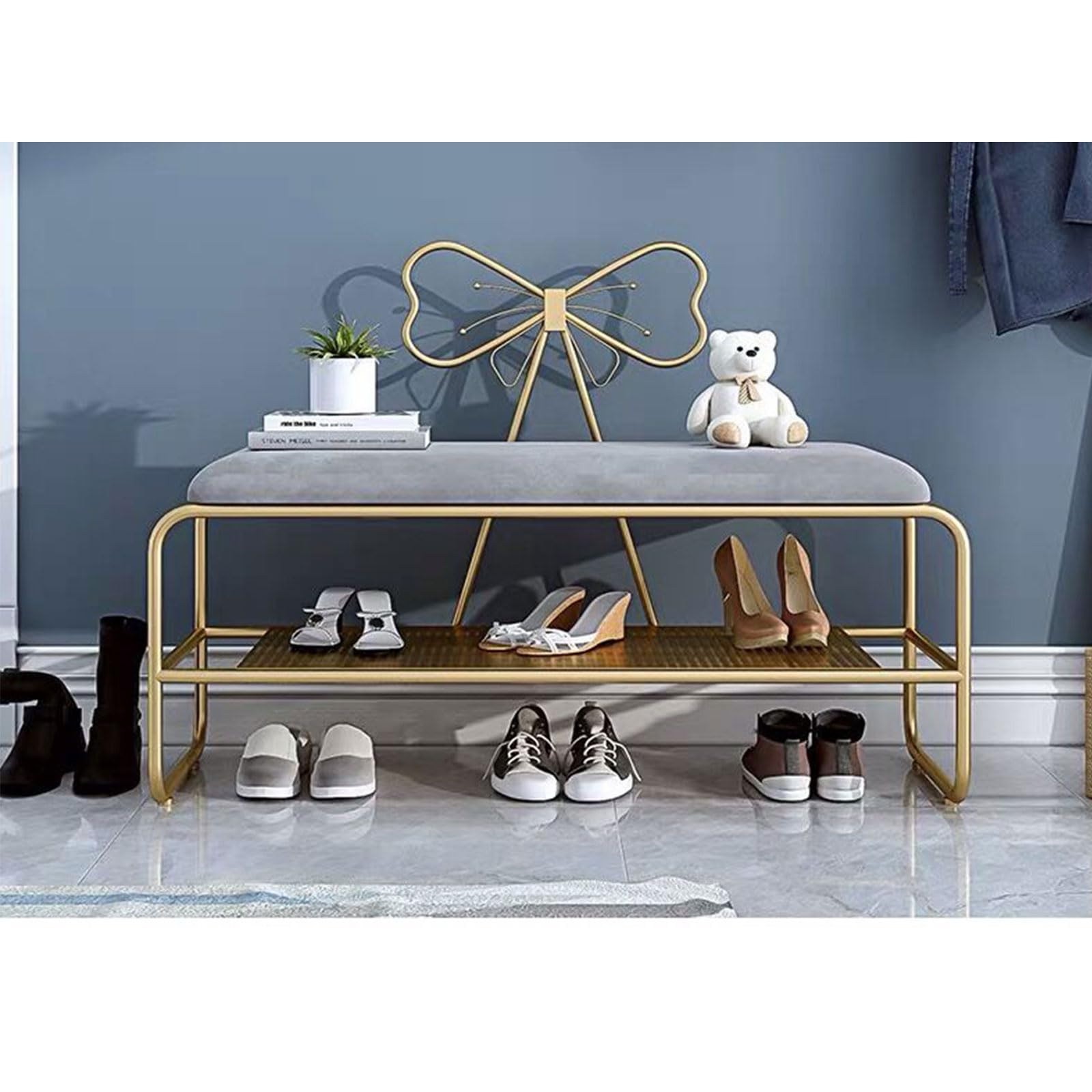 Meuble à chaussures gris 80x35x45 cm avec banc d'entrée intégré moderne