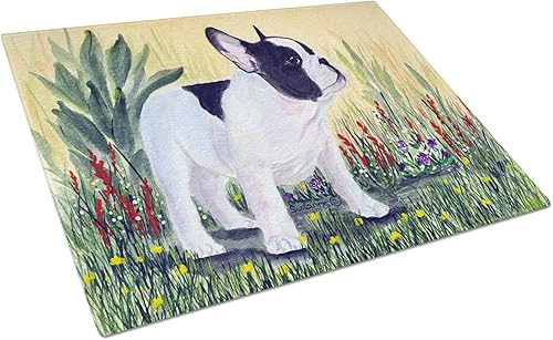 Caroline's Treasures SS8109LCB Tabla de cortar de vidrio Bulldog francés Tabla de cortar y servir de vidrio templado decorativa grande Tabla de