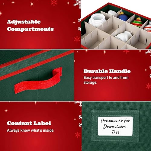Miniatura 5 de HOLDN' STORAGE Caja de almacenamiento de adornos navideños con tapa, contenedores de almacenamiento de decoración navideña que almacenan hasta 64