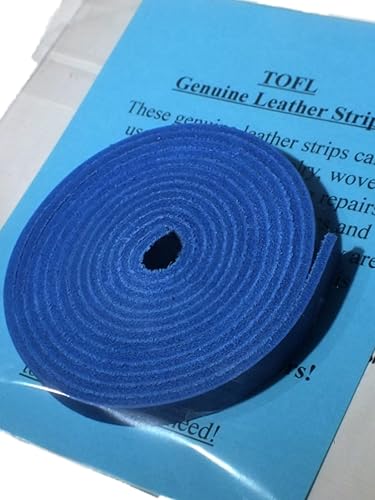 Miniatura 2 de TOFL Correa de cuero genuino de grano superior  72 pulgadas de largo  38 pulgadas de ancho  18 pulgadas de grosor (7-8 onzas), Azul-cielo