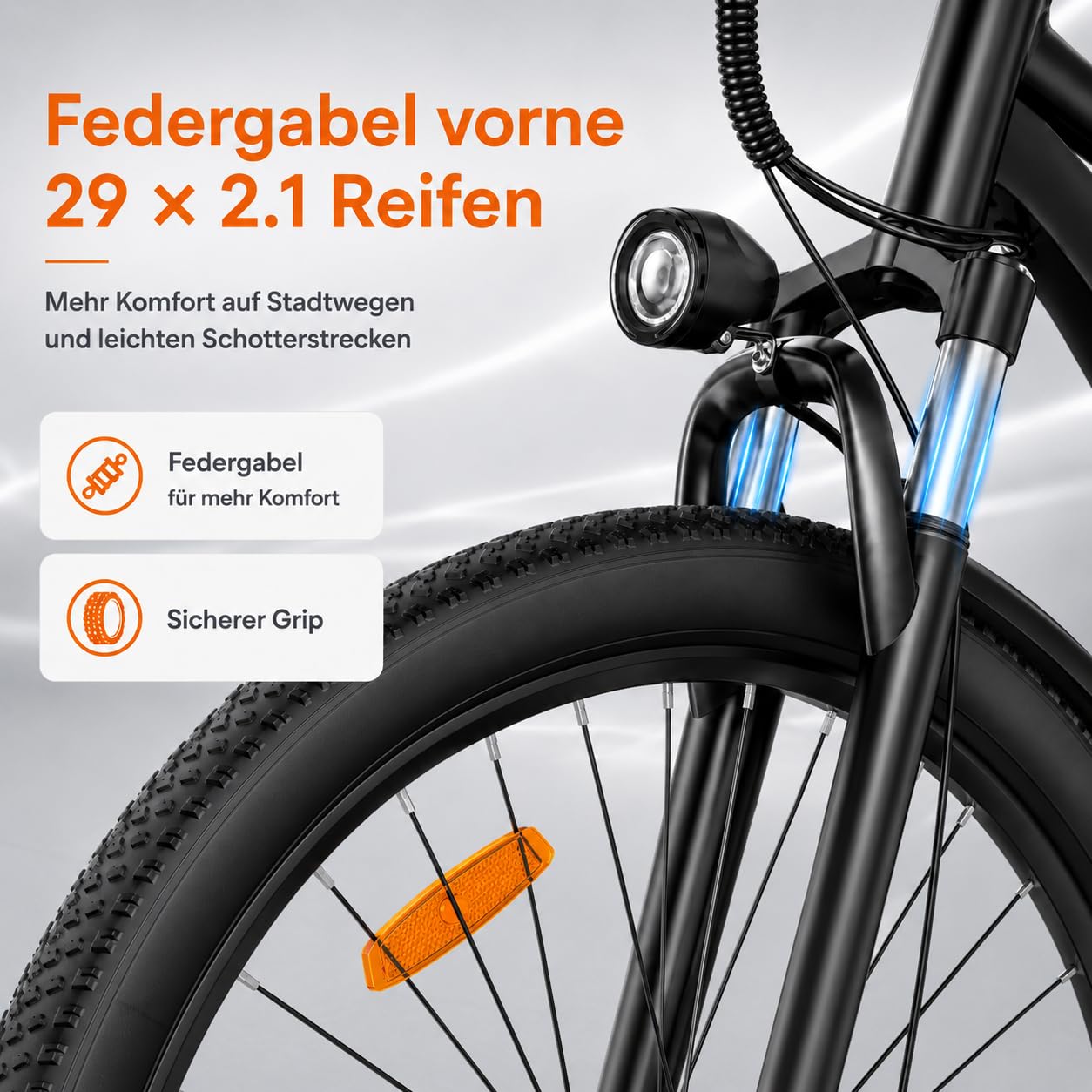 29 Zoll E-Mountainbike Herren, Elektrofahrrad mit 48V 15Ah Akku bis 100 km, 250W Pedelec, 45 Nm, 21-Gang Schaltung, Scheibenbremsen, LED Display für Fahrten im Freien Offroad E-Bike
