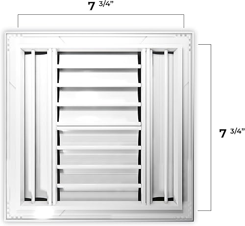 Miniatura 3 de Difusor de HVAC de suministro de aire ajustable con hoja curvada de aluminio de 4 vías de 8 "x 8" - Cubierta de conducto de ventilación