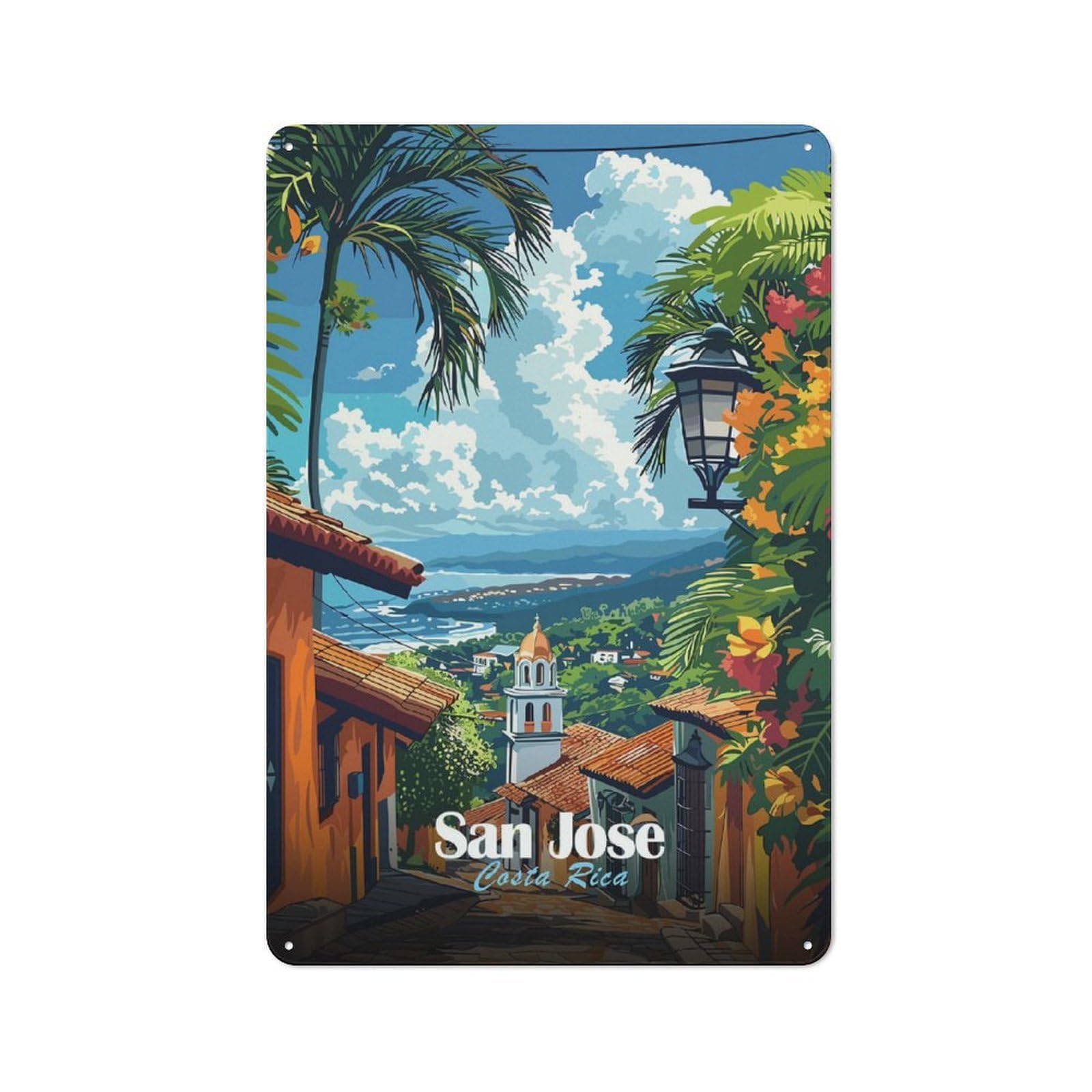 Junmoney Style-3 San Jose, Costa Rica Classic Metal Wall Decor 30X20cm, Metal Wall Plaque For Hobby Room, Office, Lounge Or Living Room