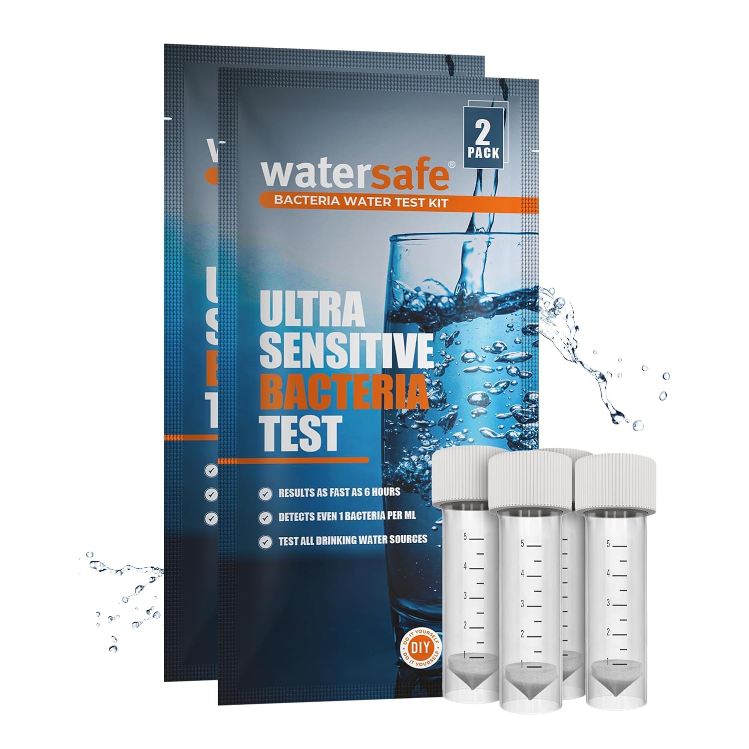 Watersafe® Bacteria Water Test Kit – USA-Made – Results as Fast as 6 Hours – Detects Coliform (Inc. E. coli) & Non-Coliform Bacteria in Drinking, Well & Tap Water – Lab-Quality Testing – 4 Pack