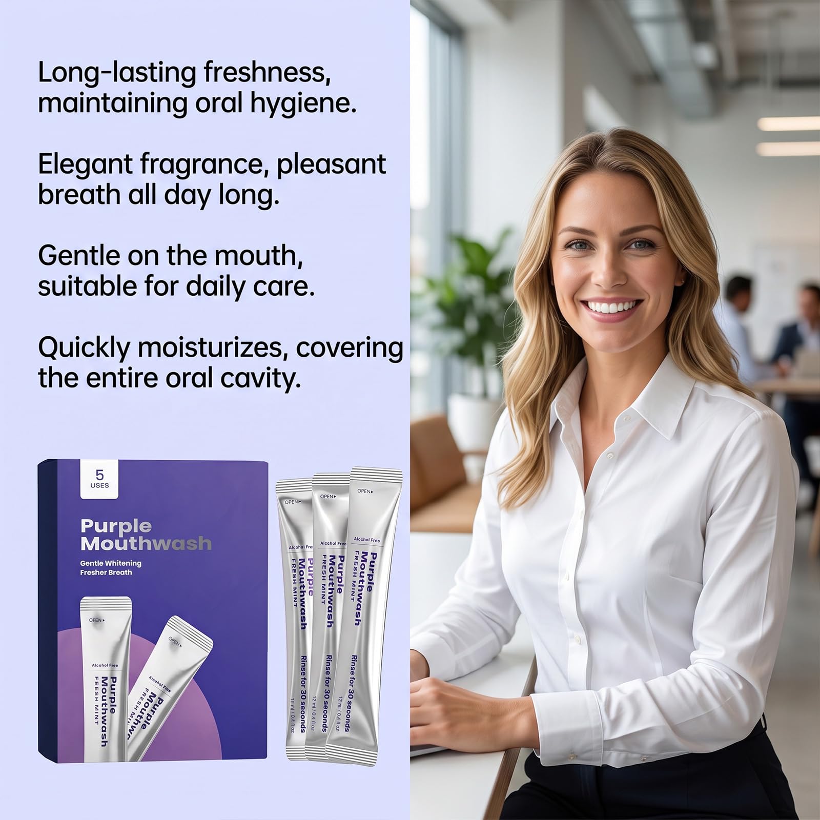 Purple Mouthwash Packets, Purple Teeth Whitening Mouthwash, | Stain Bagno Di Bocca Sbiancante,Bagno Di Bocca Sbiancante, Elimina Depositi & Rinfresca l'alito, Mouthwashes to