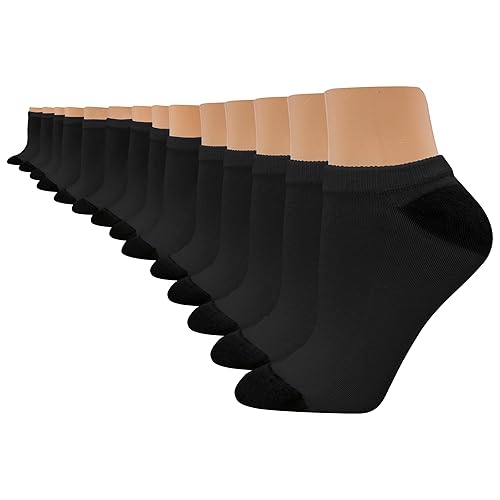 Hanes Women's Value, No Show Soft Moisture-wicking Socks, Available in 10 and 14-packs - 8-12 - Black - 14 Pack - 14