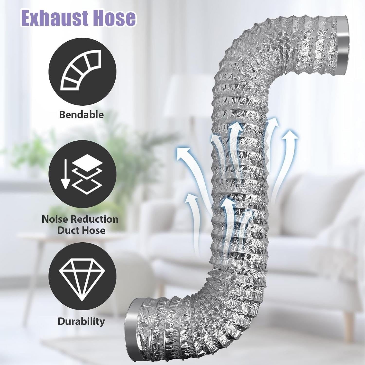 110mm Tuyau Évacuation Sèche-Linge Conduit D'air Flexible De Ventilation