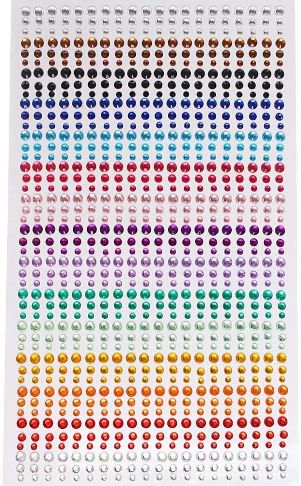 Sticker Self-Adhesive Crystal Craft Stickers Gems Size Mixed Monochromatic Exquisite Glitter Round Bling Diamond