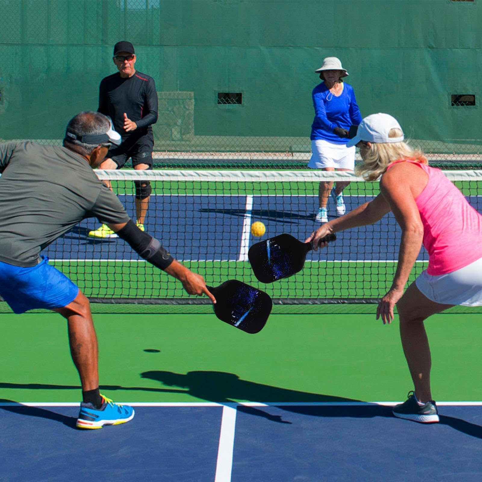 Racchetta da pickleball, set di racchette in fibra di vetro per principianti, leggera e portatile, con palline, attrezzatura per pickleball in fibra di vetro, per interni ed esterni