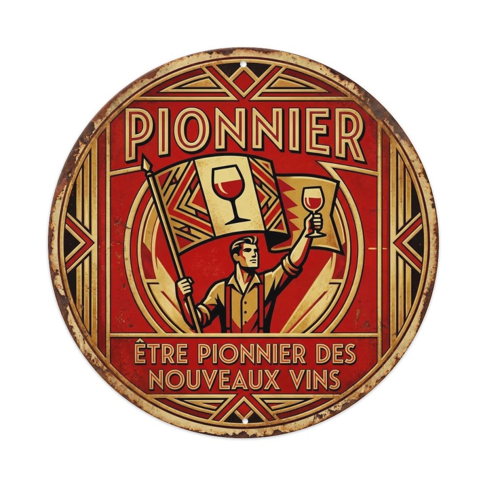 Pioneer Humorous Mancave Pioneer Vintage Metal Tin Sign Plaque Wall Decor for Cafe, Club Bar, Office, Garden Metal Poster 8x8Inch