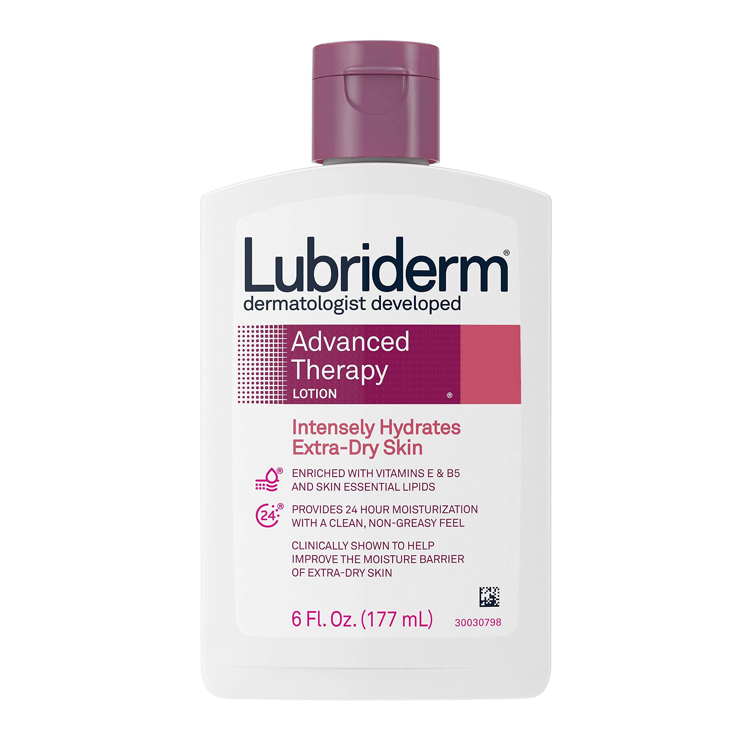 Lubriderm Advanced Therapy Moisturizing Lotion with Vitamins E and B5, Deep Hydration for Extra Dry Skin, Non-Greasy Formula, 6 fl. oz ( Pack of 3)