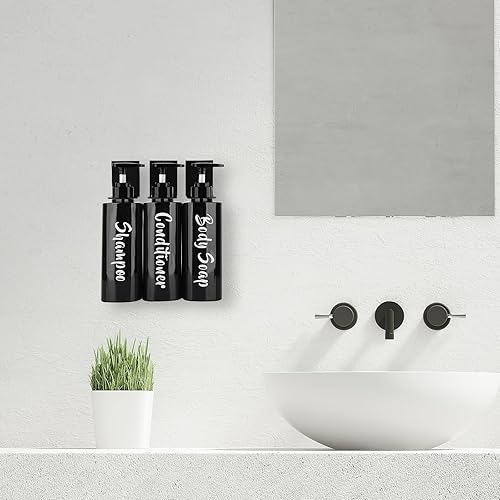 Miniatura 7 de Dispensador de champú de 16.9 onzas para pared de ducha, 3 cámaras, dispensador de champú y acondicionador sin taladros, dispensador de jabón de