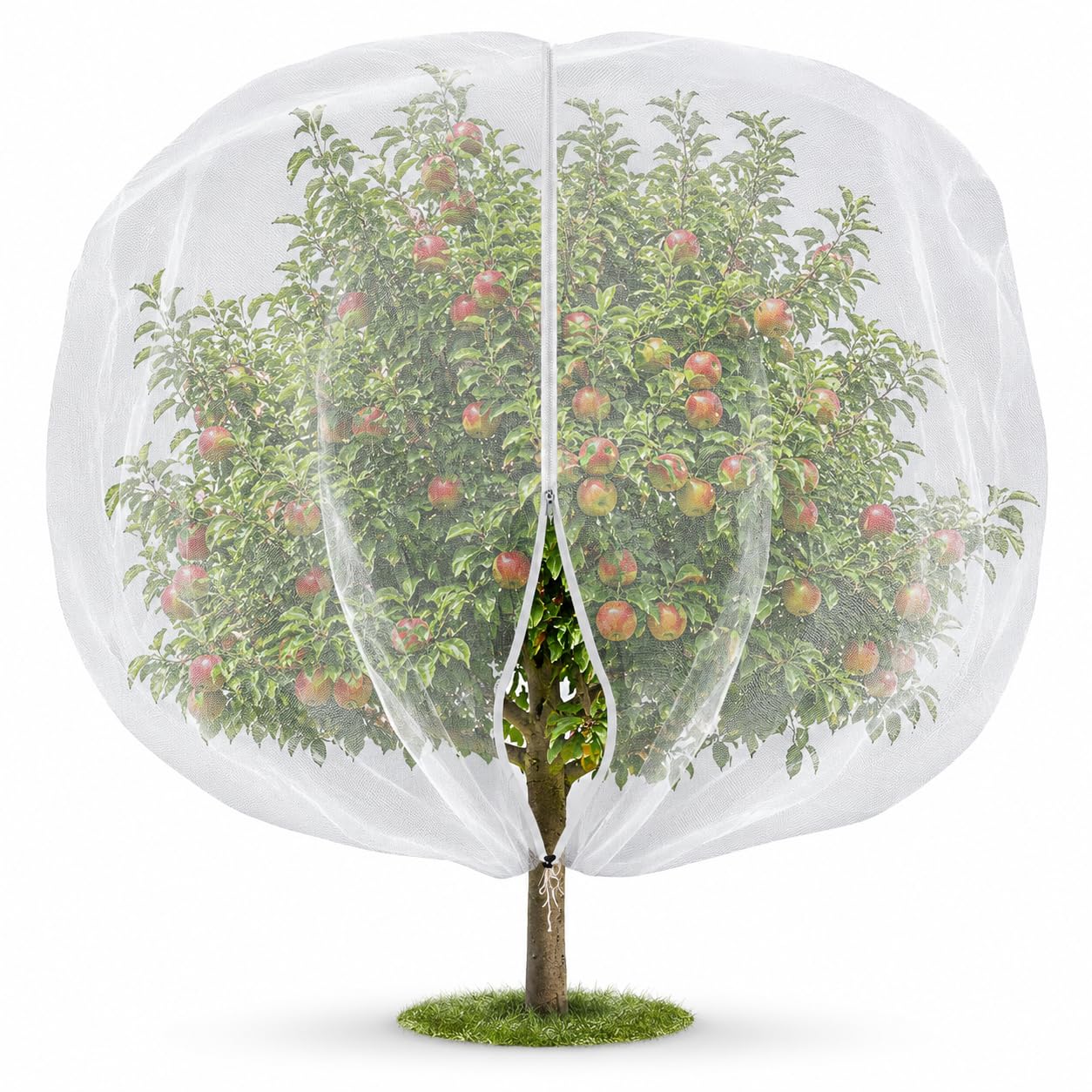 Fruit Tree Netting 2.4×2.4m, Bird Protection with Zipper & Drawstring