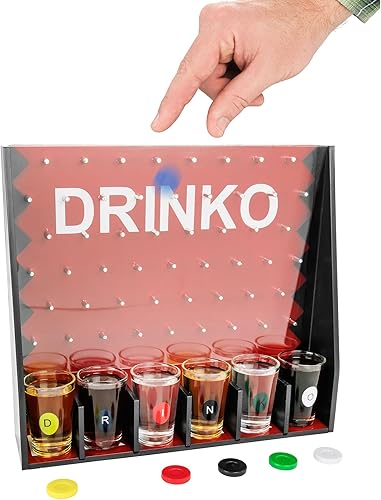 Miniatura 9 de Fairly Odd Novelties Juego de beber DRINKO - Diversión social en grupo y en pareja con vasos de chupito, multicolor, vasos de vidrio, tablero