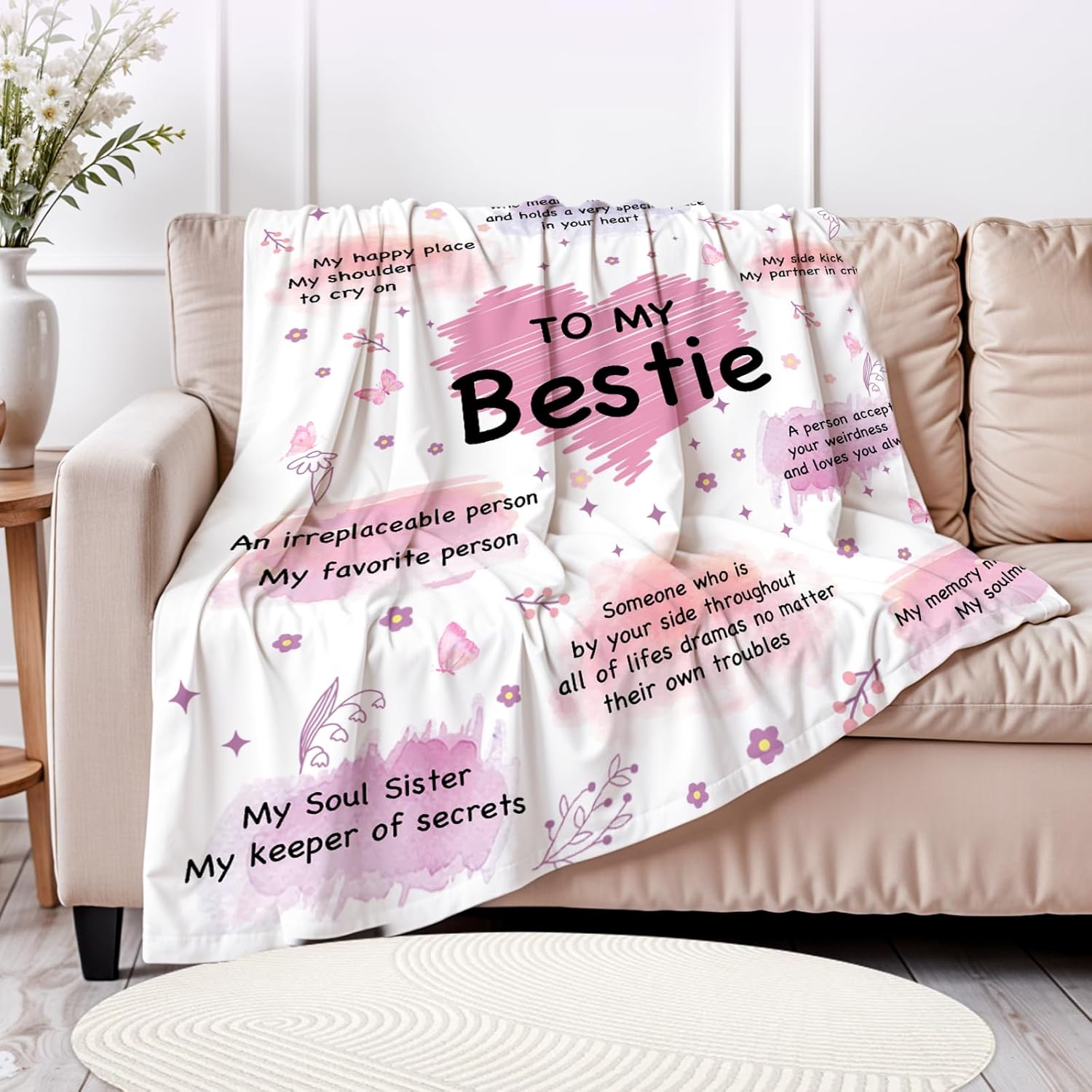 Bestie Blanket - Best Friend Birthday Gifts for Women, Christmas Birthday Gifts for Best Friend Woman, Gift for Besties, Friendship Gift for Women, 50"x60" - Image 4