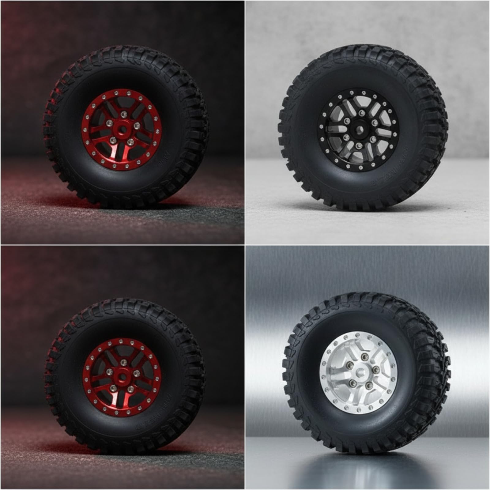 4 Stück RC Räder mit Metallnabe Universal Zubehör Stabil für Modellbauer, Silber
