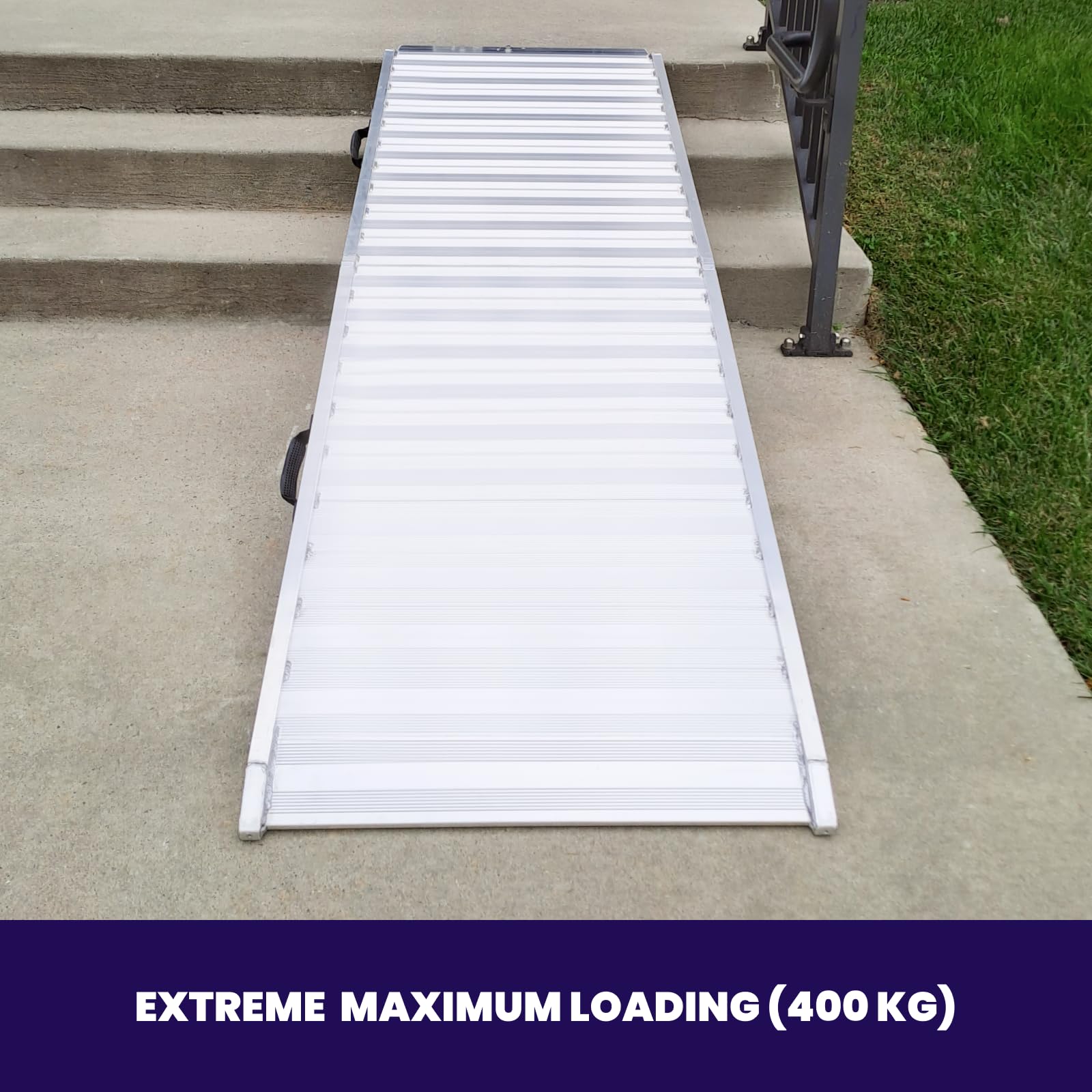 Rampa de Carga 400kg Moto Rigida Robusta Plegable Plataforma 225cm Silla de Ruedas Aluminio Superficie Ultra Antideslizante Transporte Eventos Estuche de Vuelo HR225