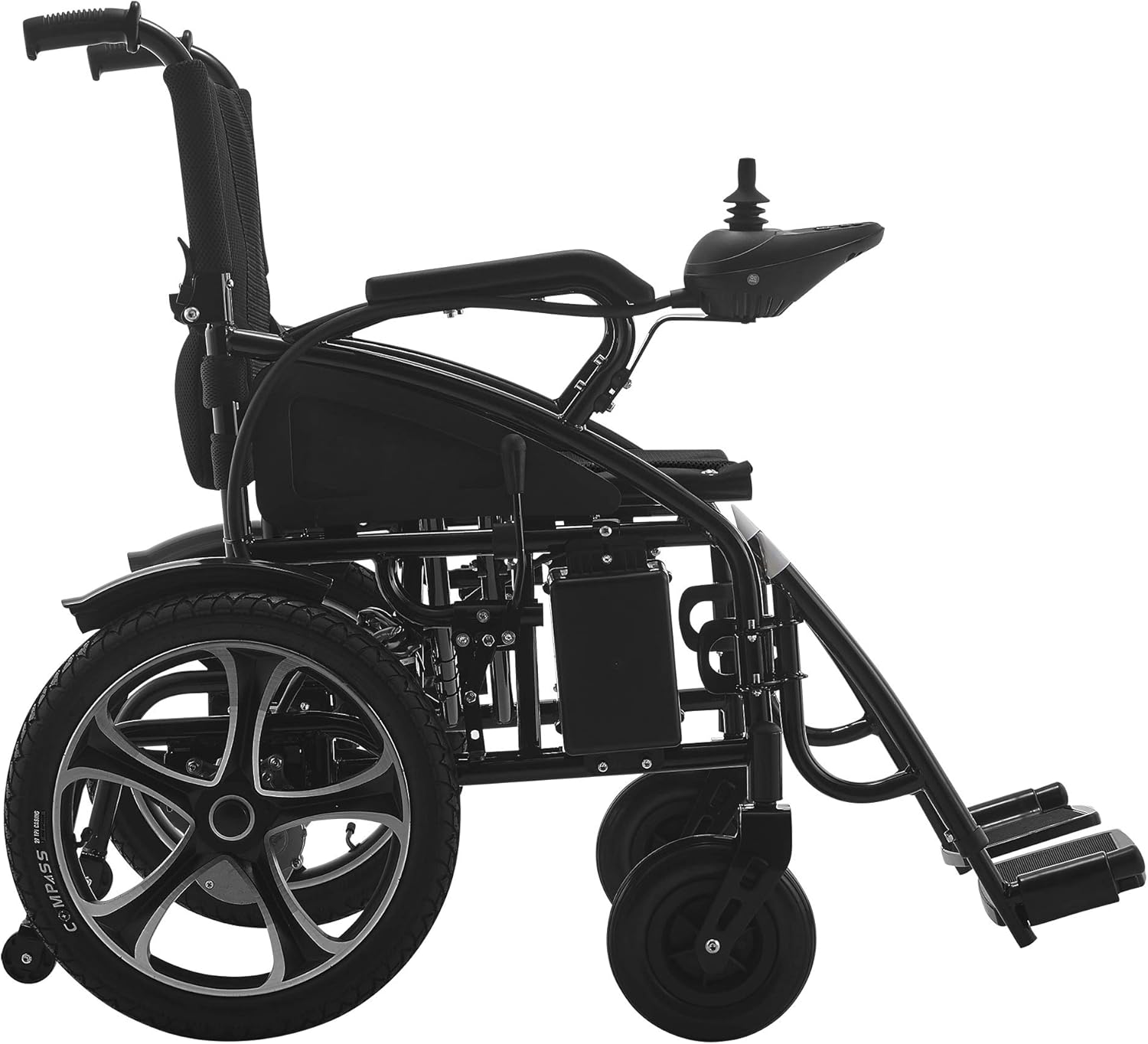 Foldable Electric Wheelchair for Adults and Seniors | Heavy Duty, Long Range, Airplane Approved, Lightweight | Portable Motorized Wheelchair (Black-Black) : Health & Household