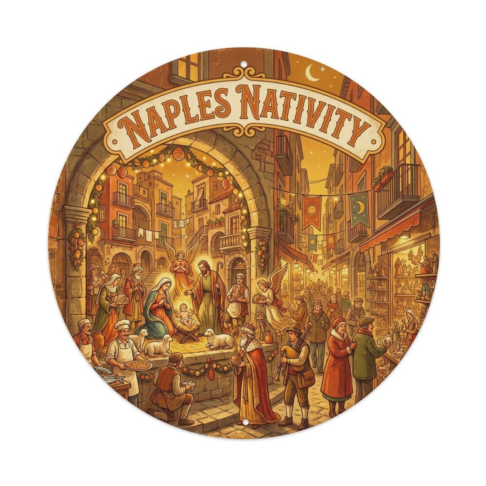 Classic Naples Italy Nativity Street Culture Travel Metal Tin Sign