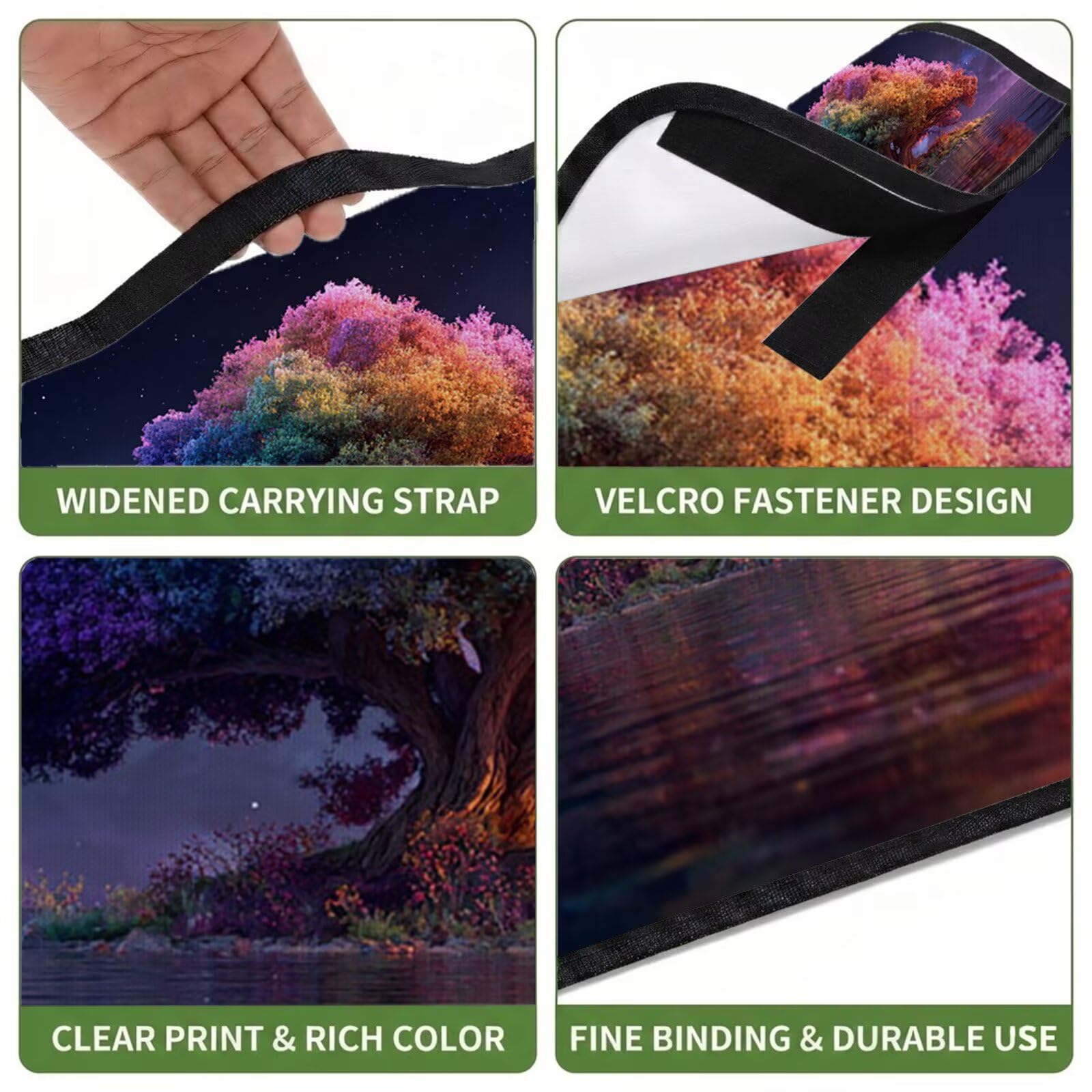 Couverture Pique Nique Grande 200x300cm,Outdoor Couverture Imperméable,Pliable Tapis de Plage Dos en PVC,Picnic Blanket pour Camping Accessoires,Jardin,Parc,Famille - Arbre de Vie,Coloré (2) UZ-540