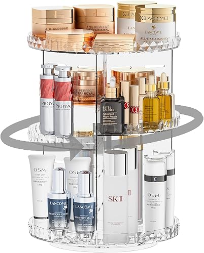 FBOTML Organizador de maquillaje giratorio de 360 grados, organizadores de cuidado de la piel con capas ajustables, organizador de perfumes,