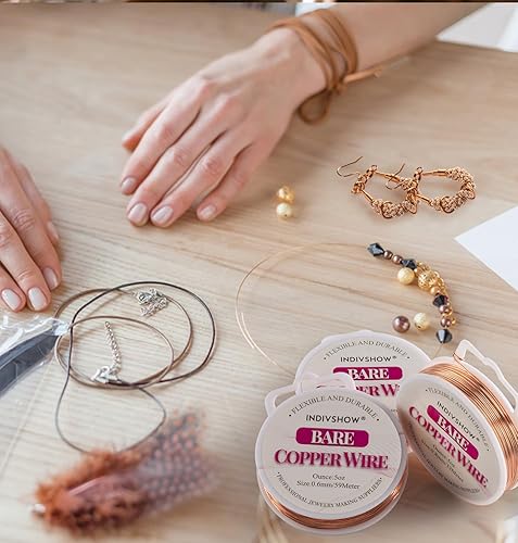 Miniatura 5 de Alambre de cobre desnudo de calibre 20 para fabricación de joyas, tallado y embalaje de metal con piedras preciosas, suave, para manualidades,