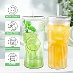 Glass Cups with Lids and Glass Straws, High Borosilicate 20OZ Tumblers (2Pcs) for Coffee, Tea, Juice, Smoothies, Hot or Cold Drinks at Home, Office