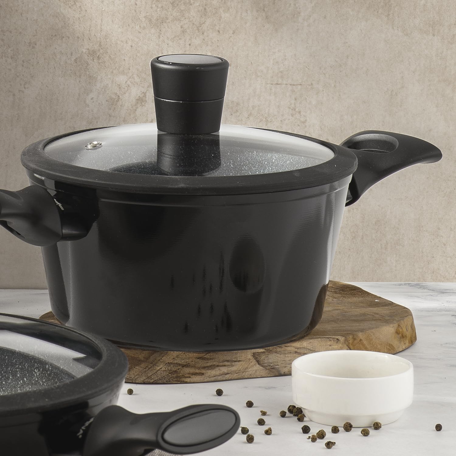 FLORINA Pentola in Alluminio (6,1 l) 28 cm I Pentola con Coperchio in Vetro MAGNUM I Rivestimento Antiaderente I Pentola per Pasta, Zuppa, Carne I Adatta a Tutti i Tipi di Fornelli e Induzione