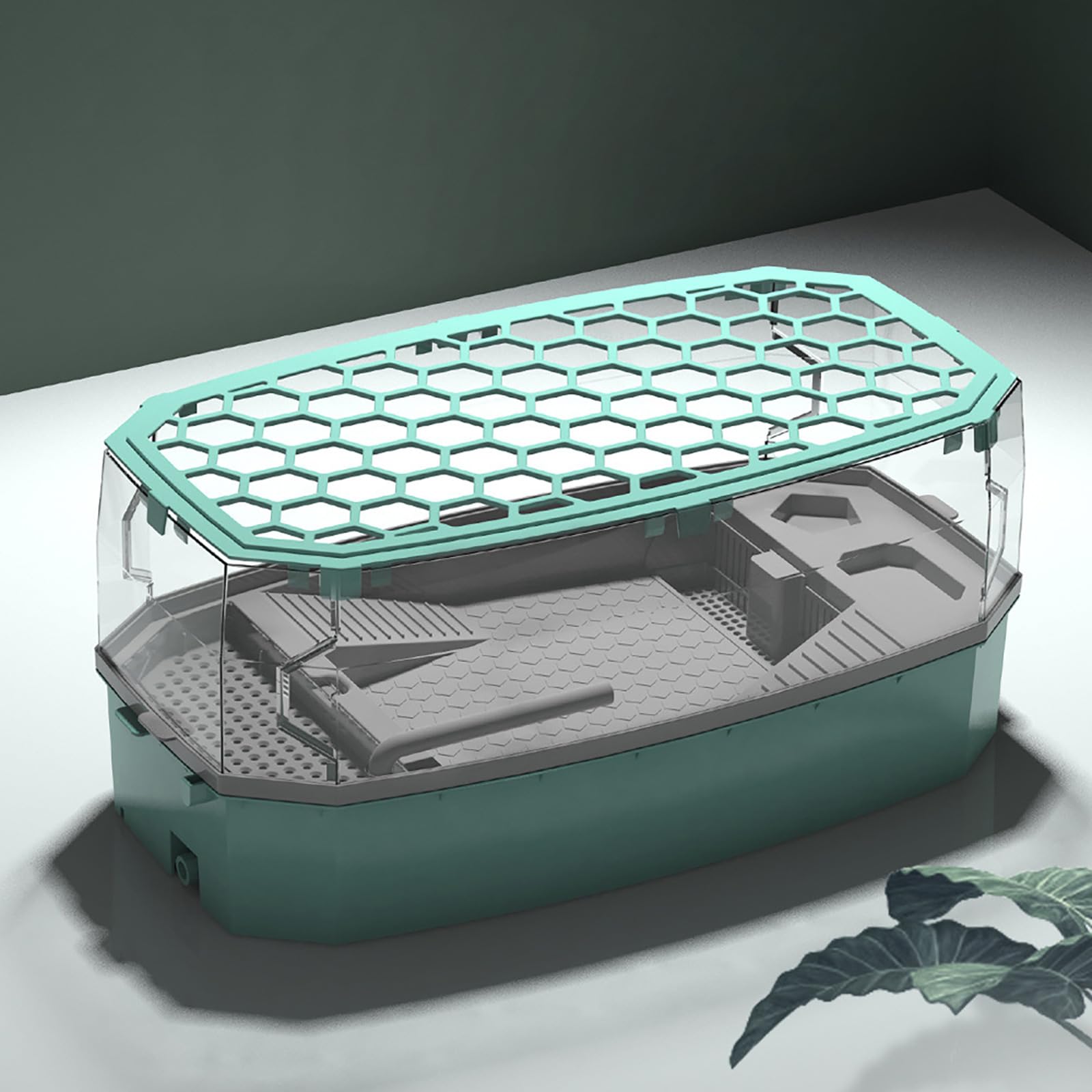Tanque multifuncional para tortugas con tapa, diseño antiescape, hábitat de tortuga con bomba de agua y sistema de filtración, adecuado para deslizadores de orejas rojas y otras tortugas (azul,