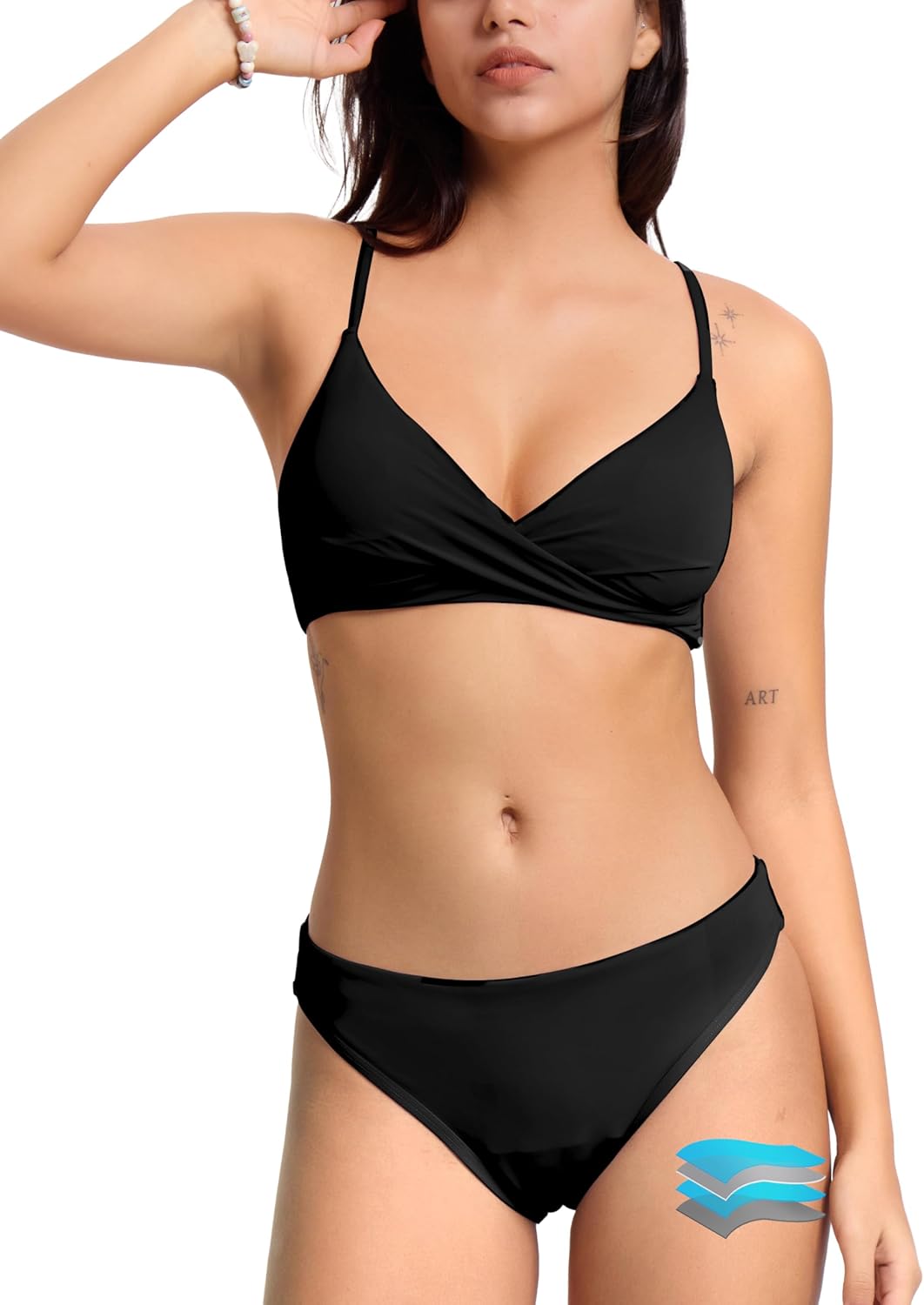 Beautikini Period Swimwear Twist V Neck Bikini Sets Two Piece Menstrual Leakproof Swimsuits Bathing Suit for Teen Girls