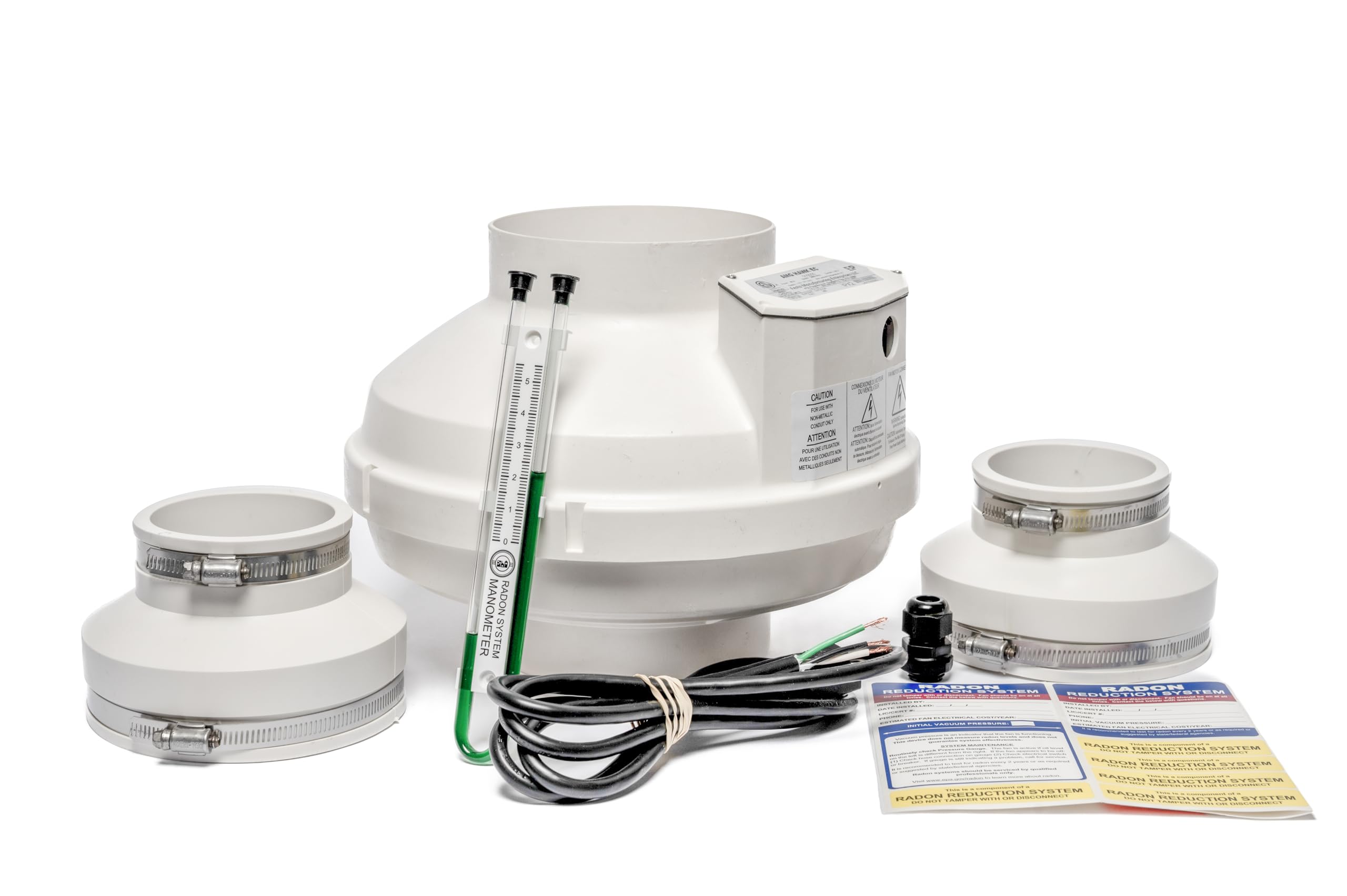 Festa AMG Hawk EC Radon Fan - 3" Installation Kit - Quiet and Energy Efficient Radon Mitigation Inline Fans - Electronically Commutated Motor- High Performance Inline 6" Duct Fan