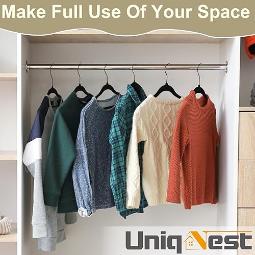 Miniatura 7 de UniqNest Paquete de 60 perchas de terciopelo negro, perchas de fieltro negro de 16.5 pulgadas antideslizantes que ahorran espacio, perchas para