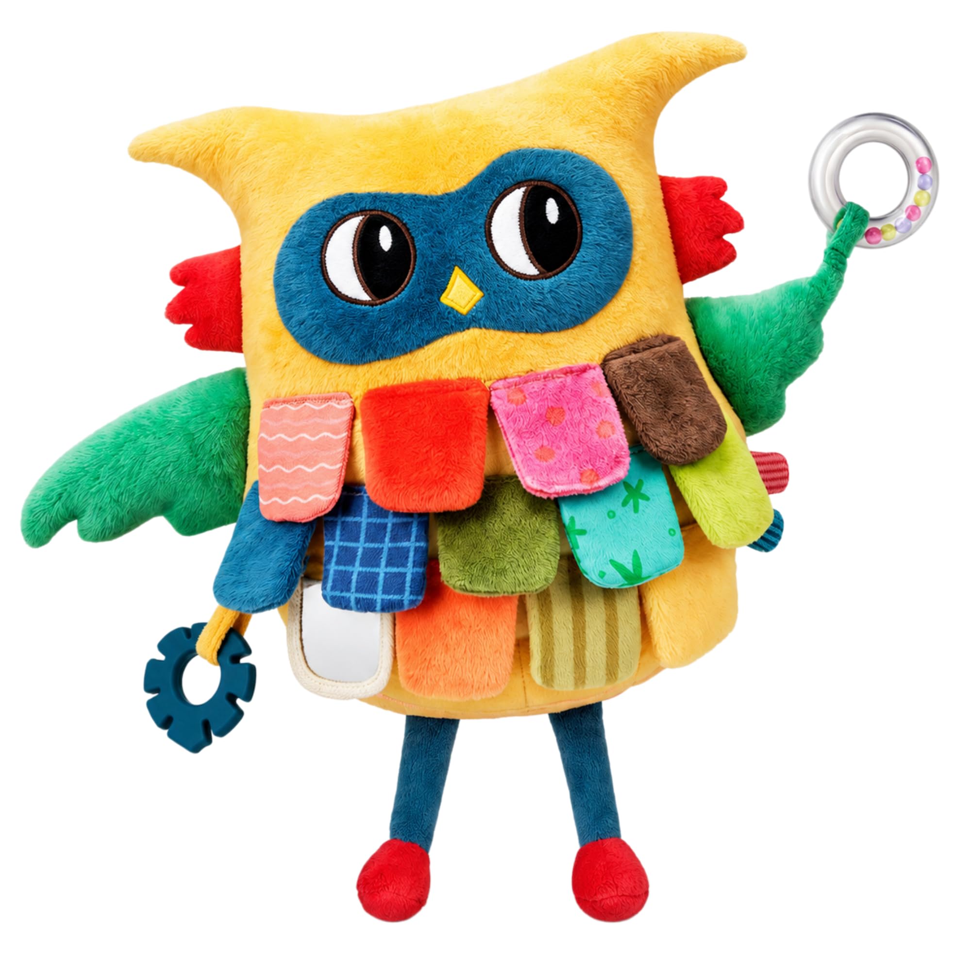 JoyCat Sensory Owl Baby Toy with Crinkle Feathers &amp; Mirror, 0-12 Months