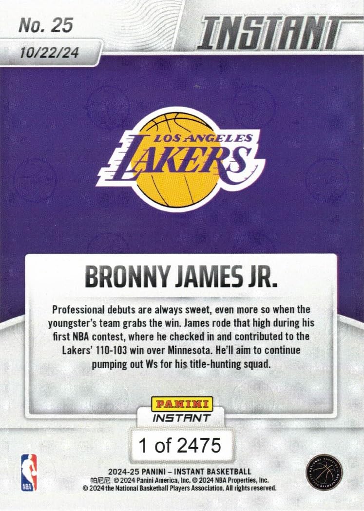 Amazon.com: 2024-25 Panini Instant Basketball #25 Bronny