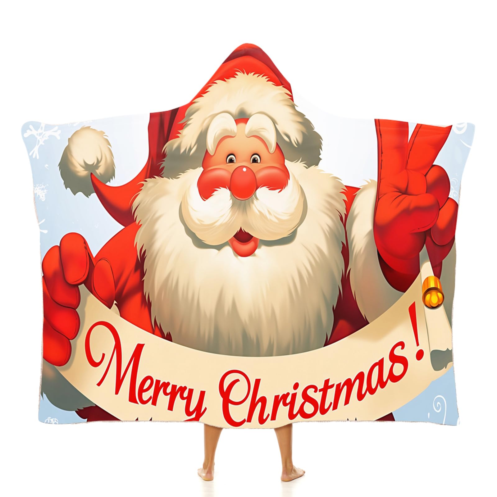Dibujos Animados Lindo Papá Noel Sudadera con Capucha Manta Hombres Y Mujeres Talla Grande Jersey De Televisión tamaño Caliente y Esponjoso Invierno Navidad Hoodie De Mantas 130 × 150 cm