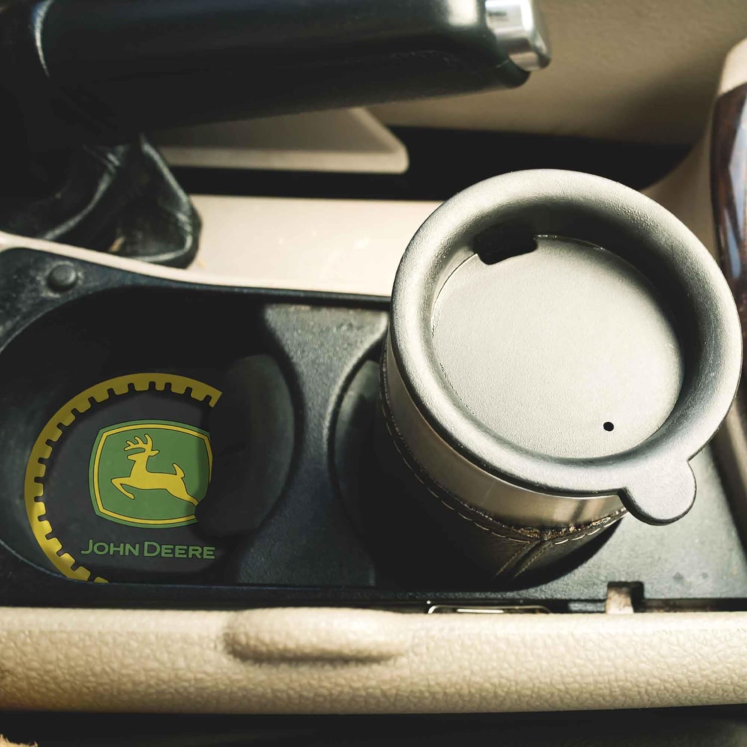 John Deere Tire Inspired Car Coasters - Set of 2 - John Deere Non-Slip PVC Car Coasters for Vehicle Cup Holders