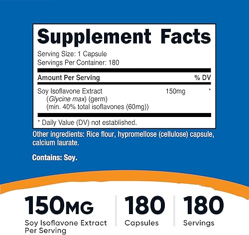Miniatura 2 de Nutricost Isoflavonas de soja 150 mg, 180 cápsulas vegetarianas - Sin gluten, sin OMG, apto para vegetarianos