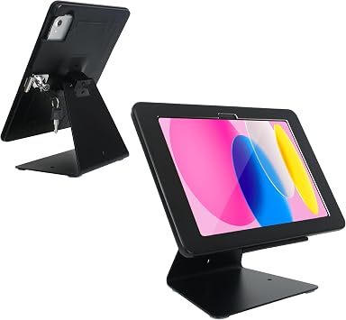 Desktop Anti-Theft Security Stand Holder for 2025 iPad 11" A16 11th/ 2022 iPad 10.9" 10th Gen.,with Lock and Key,Flip &360Rotating Horizontal or Vertical DesignBlack