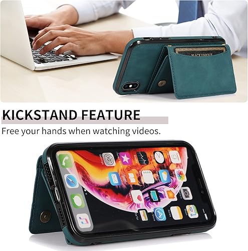 Miniatura 6 de Asuwish Funda de teléfono para iPhone Xs X 10 10s con protector de pantalla de vidrio templado y soporte para tarjetas, accesorios para celulares,