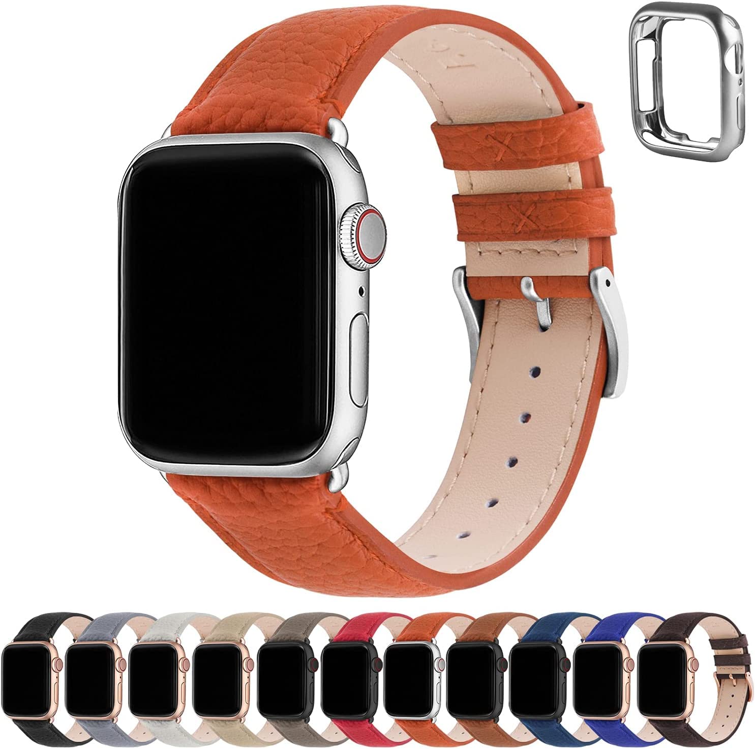See full amazon price history chart for Fullmosa Compatible Apple Watch Band 49 45 44 42mm, Leather iWatch Band with Case for Series Ultra/8/7/6/5/4/3/2/1/SE/SE2 for Women Men - Pumpkin Orange + Silver Buckle(Watch Not Included) Fullmosa Compatible Apple Watch Band 49 45 44 42mm, Leather iWatch Band with Case for Series Ultra/8/7/6/5/4/3/2/1/SE/SE2 for Women Men - Pumpkin Orange + Silver Buckle(Watch Not Included) (B08Y5L1HNP) Amazon Price History, Amazon Price Tracker