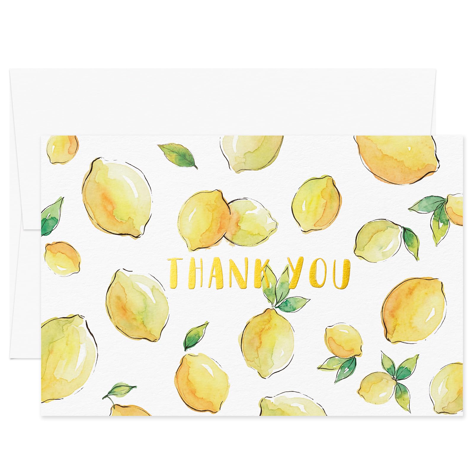 Crisky Lot de 50 cartes de remerciement avec enveloppes en feuille d'or pour fête prénatale, mariage, fête prénuptiale, cartes de remerciement en vrac