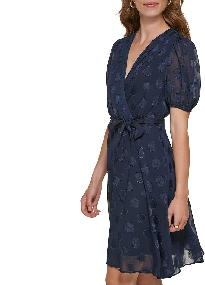 DKNY Women's Flutter Sleeve Fuax Wrap Dress, Midnight Blue Navy, 2 :  Amazon.ca: Clothing, Shoes & Accessories