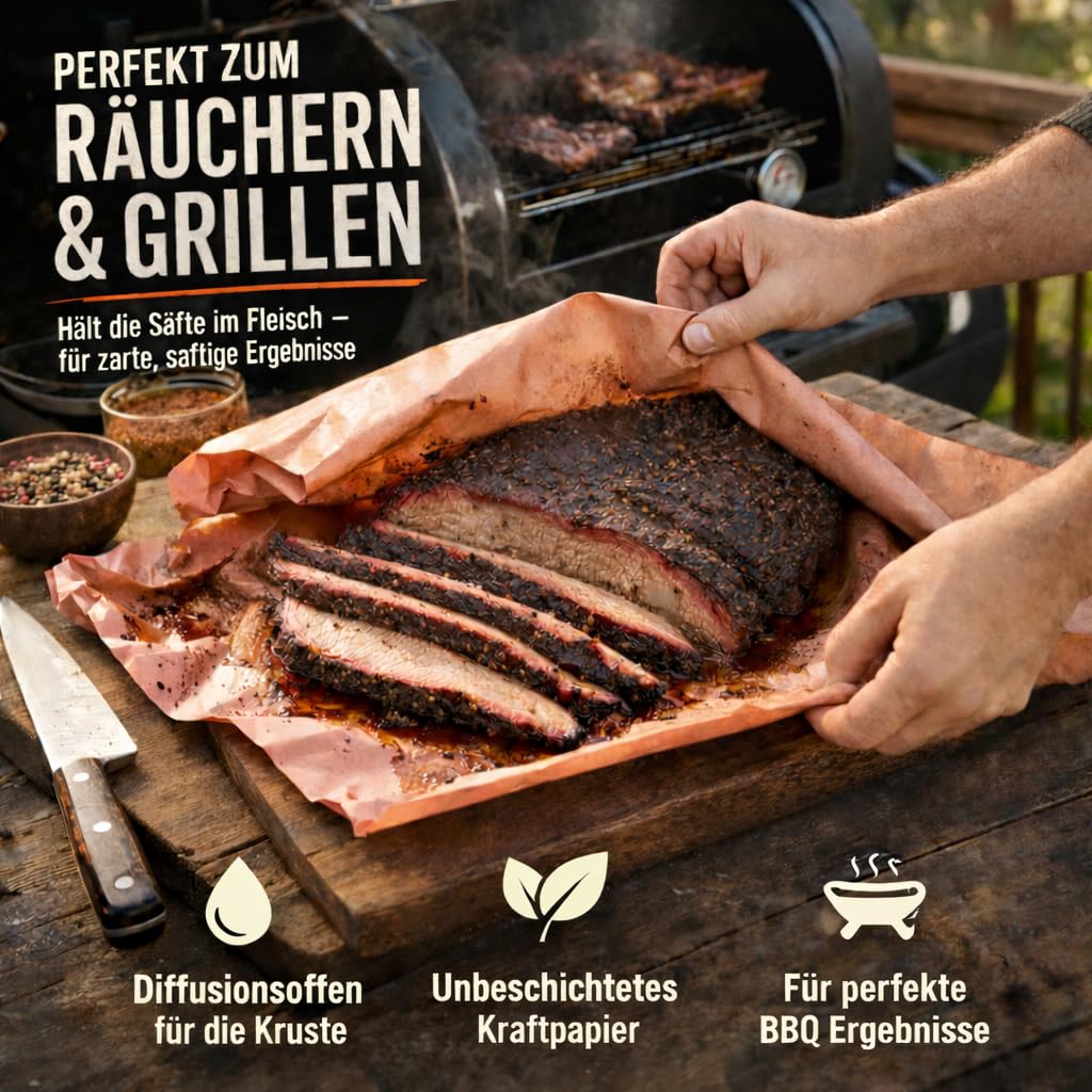 Pink Butcher Paper - Carta originale US-IMPORT – 15 m x 61 cm – per BBQ Smoker Grill