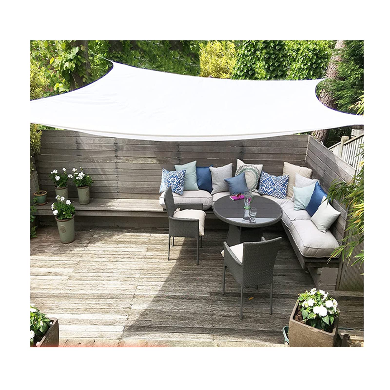 Toldo vela de jardín rectangular con 95% de bloqueo UV y cuerdas incluidas 8
