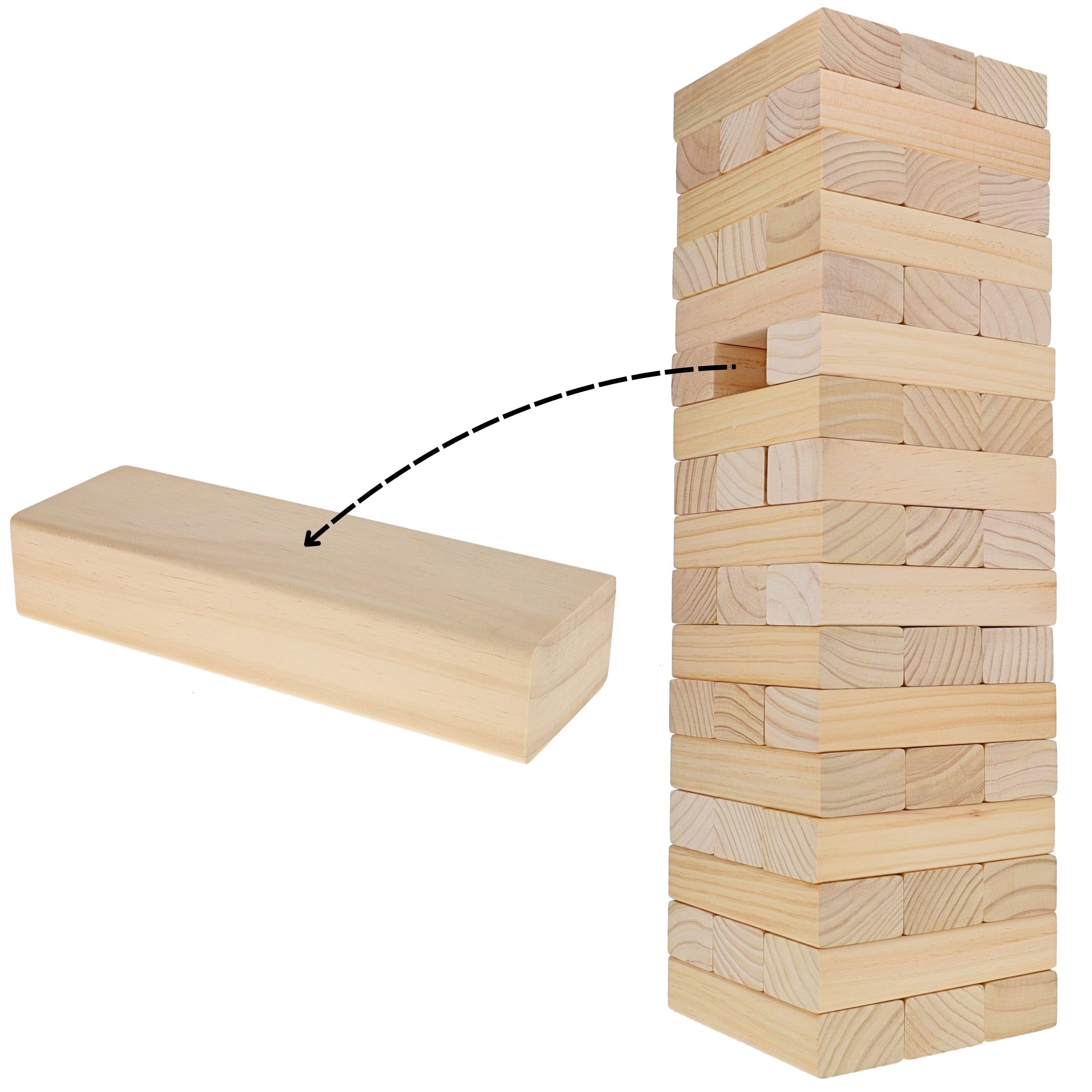 WE Games - Torre gigante de madera para apilar que se pliega cuando se toca (29 pulgadas de alto)