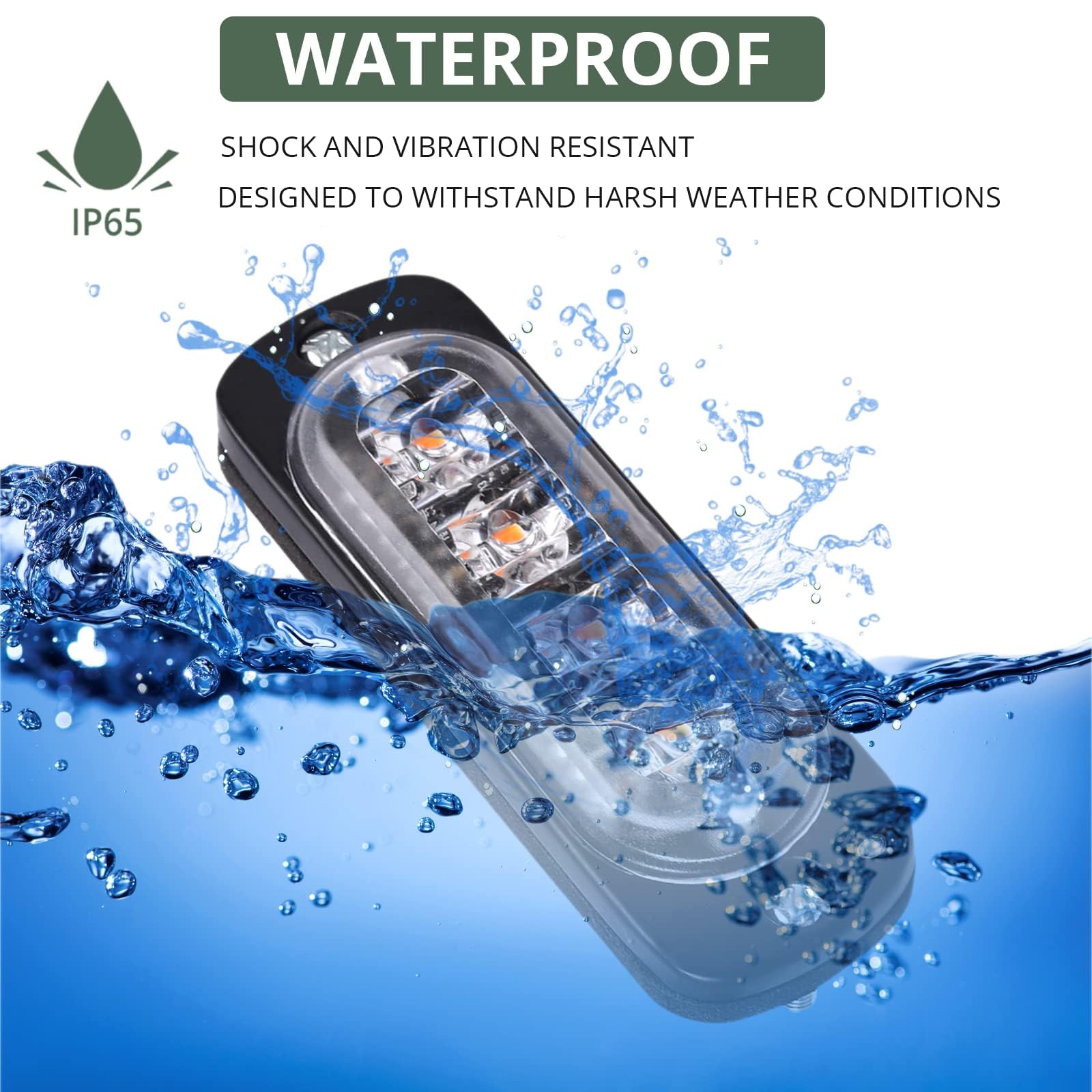 DREAMIZER 4x LED Frontblitzer Bernstein - 12/24V Warnleuchte Mit 18 Blitzmodi