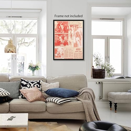 Miniatura 4 de ZERFVTG Arte de pared de periódico rojo retro, pósteres vintage de los años 60 y 70, impresiones de arte espiritual hippie para habitación, estética