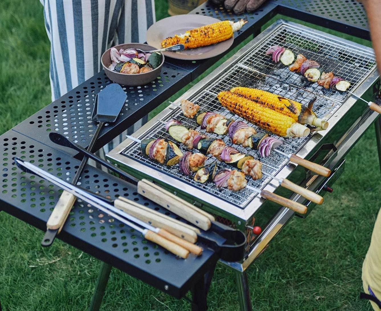 ✨新品✨アウトドアテーブルセット キャンプ 収納バッグ付き バーベキュー BBQ YURAGI アウトドア テーブルセット チェア 5点セット キャンプ